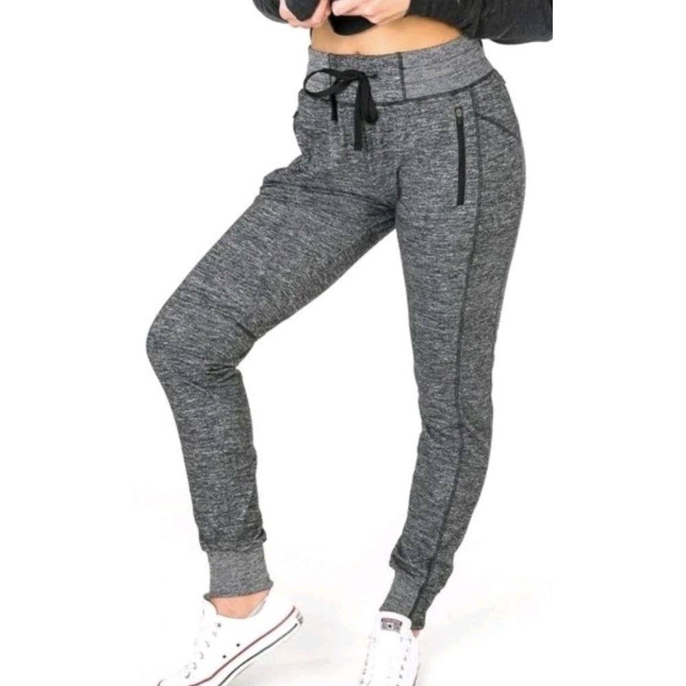Curves N Combat Boots Joggers Legging Sweatpants XL Zip Pockets Gray‎ Gym Active